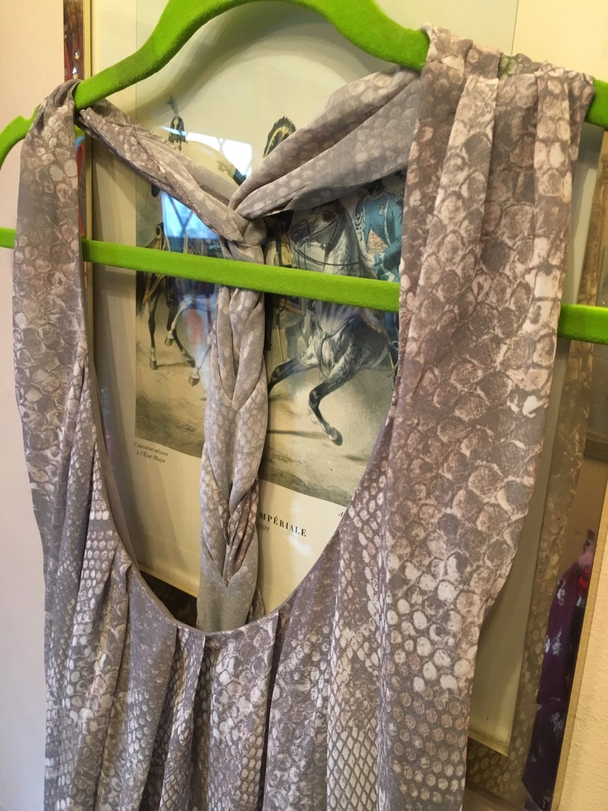 ACNE STUDIOS Nuovo top abito acne Naia stampa serpente setoso ritorto schiena giorno notte festa 40 UK 12