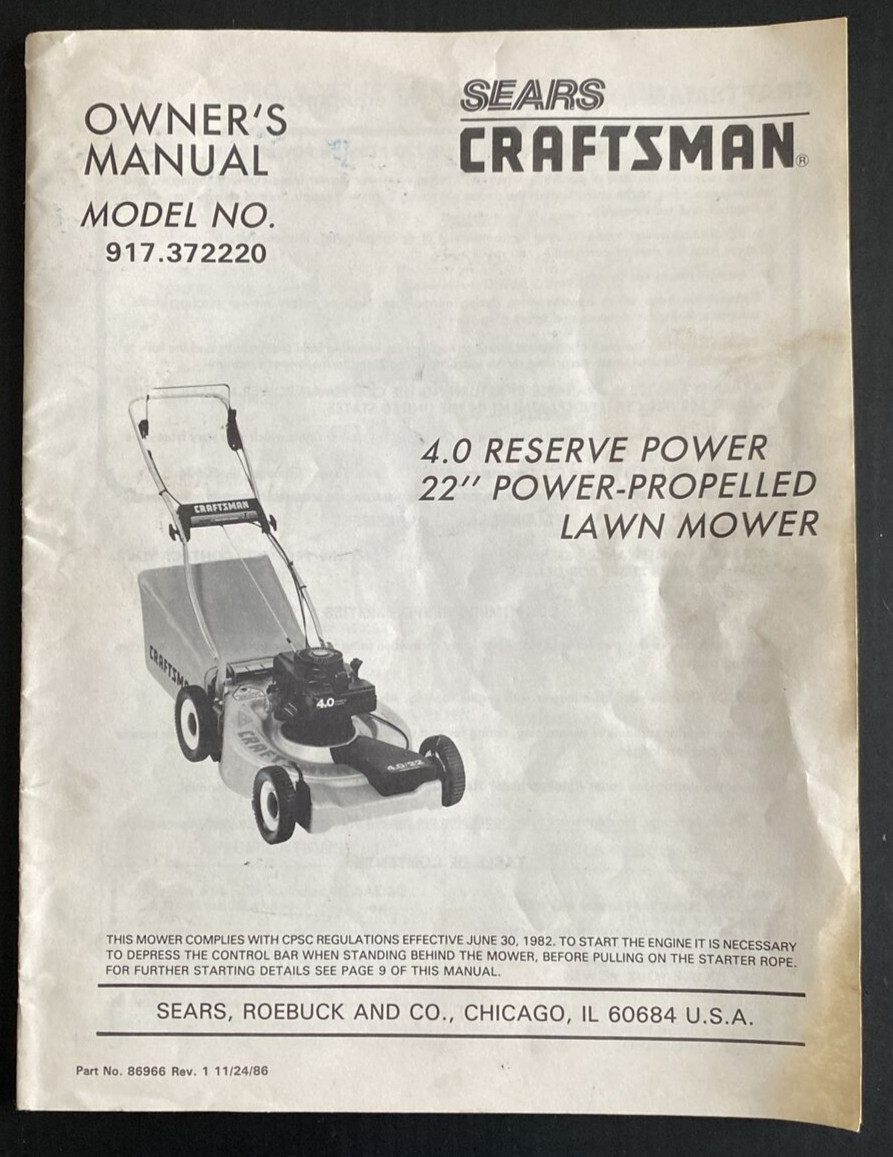 Manual Schematics for Craftsman hp 22