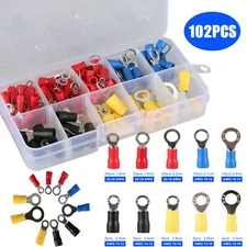 102PCS Assorted Crimp Spade Terminal Insulated Electrical Wire Connector Kits