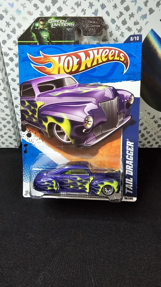Hot Wheels 8/10 Tail Dragger Heat Fleet 11 Green Lantern DC Comic 98/244 V0064 - Image 3 of 4