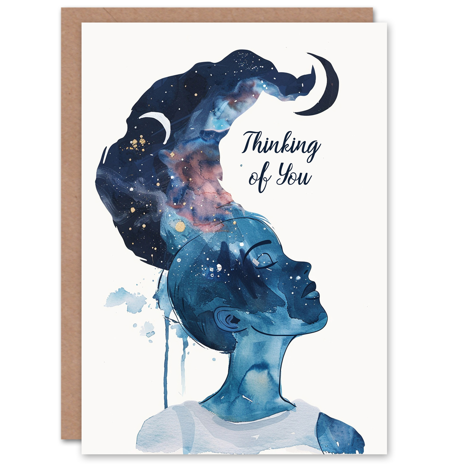 Thinking Of You Night Astral Dream Watercolour Miss You Card