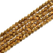 Gold Plated Hematite Star Cut Nugget Beads 4mm 15.5" Strand