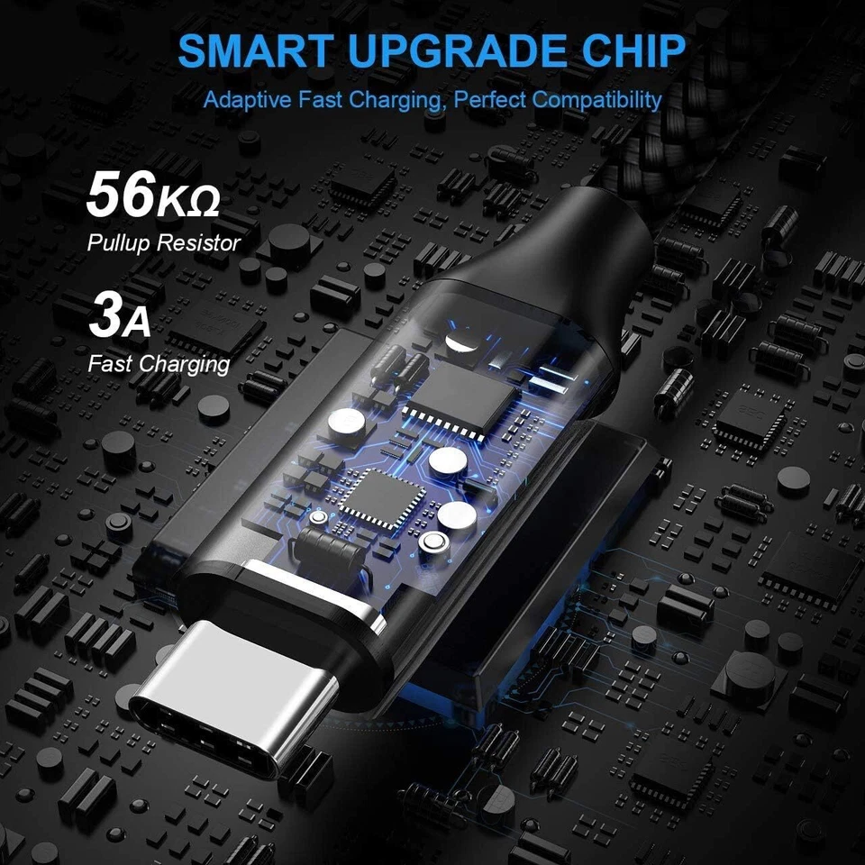 3 Pack 3ft USB to Type C Cable Fast Charger Charging Data Sync Fabric Cord - Image 2 of 3