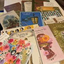 13 Vintage USED  Greeting cards great assortment  big variety C7