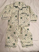 VTG 90 s Flannel PJ Pajamas Set Girls 2 Pieces Sz 4 Multi Boom Boom Kids Buttons
