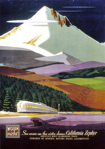 California Zephyr vintage train travel poster repro 16x24 | eBay