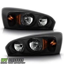 Black 2004 2005 2006 2007 2008 Chevy Malibu Headlights Headlamp 04-08 Left+Right
