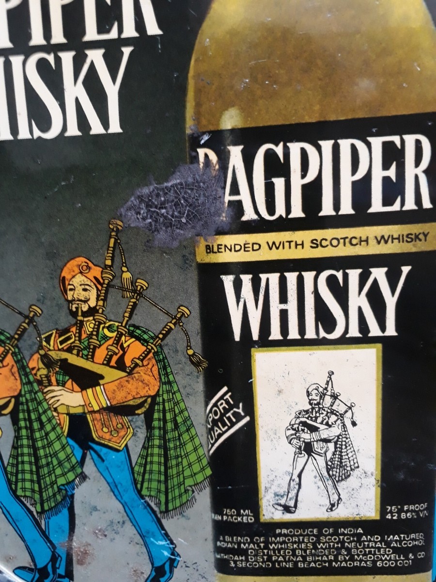 Vintage Bagpiper Whisky Blended With Scotch Whisky Tin Tray. | eBay