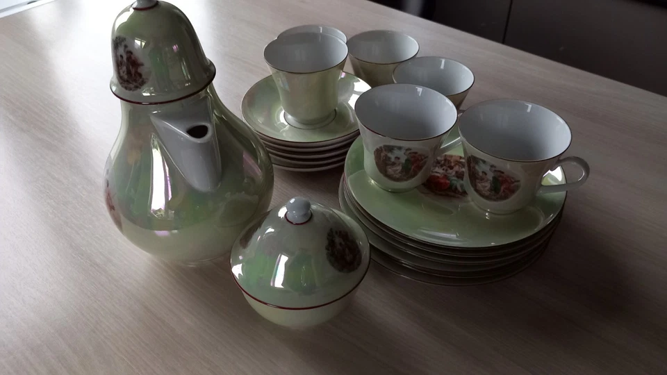 20 Tlg.Porzellan KaffeeService EHR Perlmutt 70er Jahren DDR Gebraucht - Bild 4 von 4