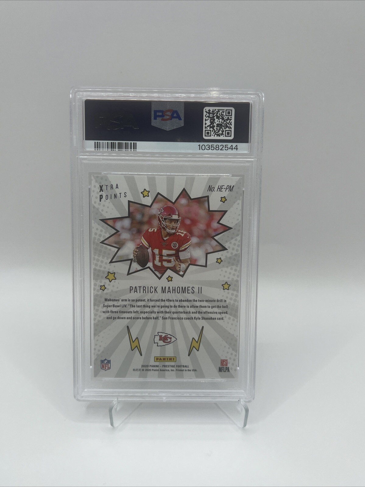 2020 Panini Prestige HEROES Green Insert PATRICK MAHOMES PSA 9 MINT #HEPM 58/99 view 10