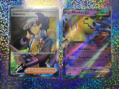 Pokemon TCG: Promo 004 Mimikyu ex; Paldea Evolved Full Art 252/193 Giacomo