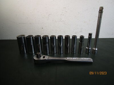 12pc Craftsman USA SAE Deep Sockets Ratchet & Exts