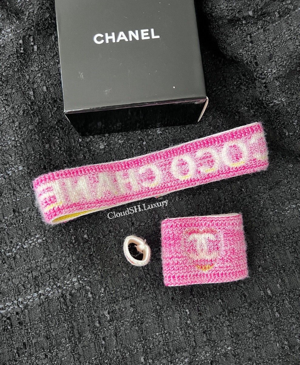 Auth Chanel Sport Line CC Logo Pink Sweatband Set | eBay Auth Chanel Sport Line CC Logo Pink Sweatband Set | eBay