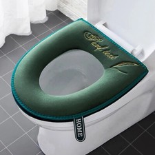 Toilet Seat Cover Soft Thicker Warmer Stretchable Washable Cushion Mat Bathroom