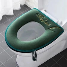 Toilet Seat Cover Soft Thicker Warmer Stretchable Washable Cushion Mat Bathroom