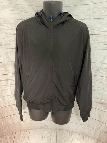 Windbreaker Jacket Hooded Zipper Front 