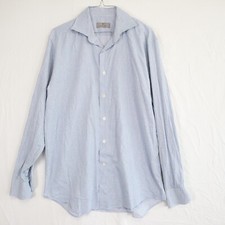 Canali Shirt Mens 41-16 Business Casual Button Up Blue Plaid Long Sleeve