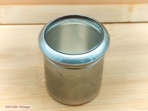 Metal w kolorze srebrnym ze szklanym oknem (5cm)- Vintage Drinket / Pigułka / tabakaka pudełko-cma - Zdjęcie 1 z 6