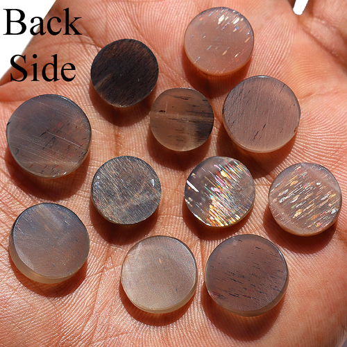 11 Pcs Natural Rainbow Fire Lattice Sunstone 12mm-16mm Round Cabochon Gemstones - Picture 9 of 11