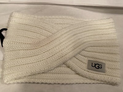UGG Australia Womens Ribbed Knot Headband Ivory Ear Warmer Headwrap Hat NWT