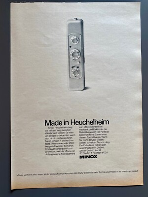 1973 Minox Camera Made in Heuchelheim Vintage Advert Werbung Reklame