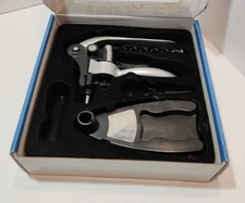 3 Piece Easy Lift Corkscrew Set Black and Silver In Box 3 Pieces Missing