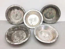 Set 5 Vintage Tin Metal Mini Individual Pie Tart Pans 4 3/8" Star Burst Baking