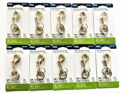 10 BLUE HAWK 3-3/4 X 5/8 SWIVEL DOG BOLT SNAP NICKEL PLATED KEY CHAIN RING HOOK 