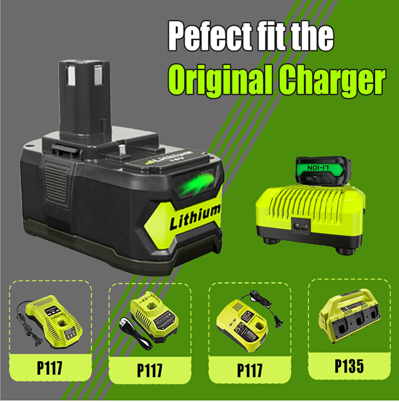 2X Batterie 18V 5,5Ah + Chargeur Double Pour Ryobi One+ - Remplacement RB18L50 RB18L40 Compatible Outils Sans Fil