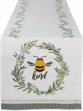 Design Imports Embellished Table Runner 14x108, Bee Kind (754624)