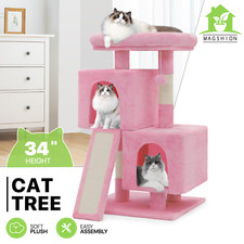 34'' Pink Cat Tree Cat Tower Scratching Board Multi-level Small Scratching Post