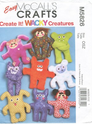 McCalls M5826 Wacky Creatures Plush Dolls Craft Sewing Pattern Uncut