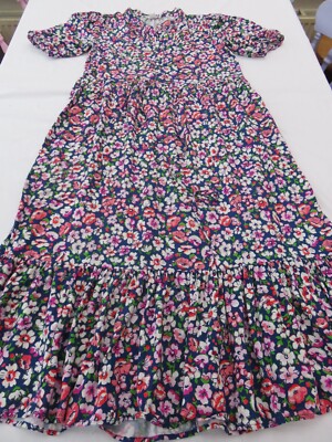 FINERY PRETTY & COLOURFUL FLOWER PATTERN SHORT SLEEVE VISCOSE SUMMER DRESS UK 12