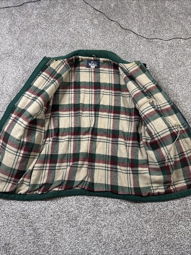 Vintage Woolrich Zip Up Wool Trench Jacket Coat Women's L Green Flannel - Picture 2 of 9