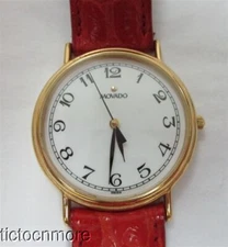 RETRO MOVADO ESQ GOLDEN SLIM WATCH 87.A4.885 WHITE ARABIC NUMERAL DIAL