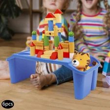 6 Pcs PP Kids Lap Desk Tray Plastic Breakfast Laptop Trays With Side Pockets US