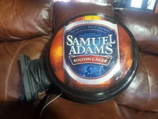 AWESOME SAM ADAMS LIGHT UP TWO SIDED PUB SIGN SAMUAL ADAMS MAN CAVE