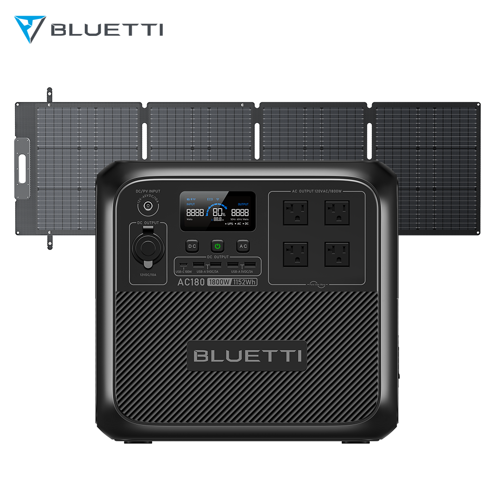 BLUETTI AC180 1152Wh Power Station+Optional Solar Panel Off-Grid