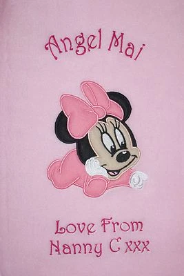 OH SEW SIMPLE Disney Baby Minnie Maus Luxus personalisierte Applikation superweiche Vliesdecke