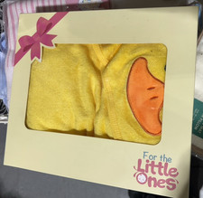 BABY HOODED BATH TOWEL YELLOW DUCK BAMBOO FABRIC ABSORBENT GENTLE ON BABYS SKIN