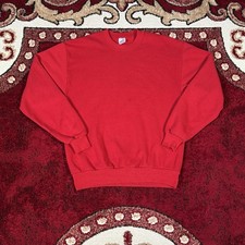 Vintage 90s Jerzees Solid Red Athletic Crewneck Sweatshirt Size M Made In USA