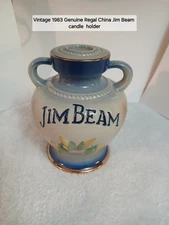 Jim Beam Vintage 1983 Genuine Regal China  Candlestick Holder Double Handles