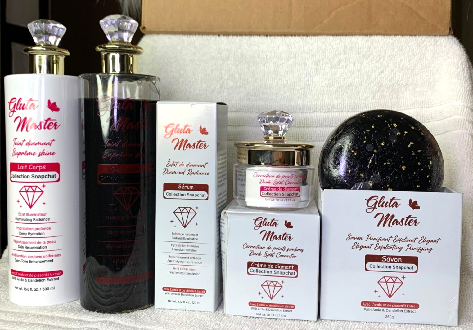 Gamme Gluta Master rituel de beauté complet pour l'éclat du visage