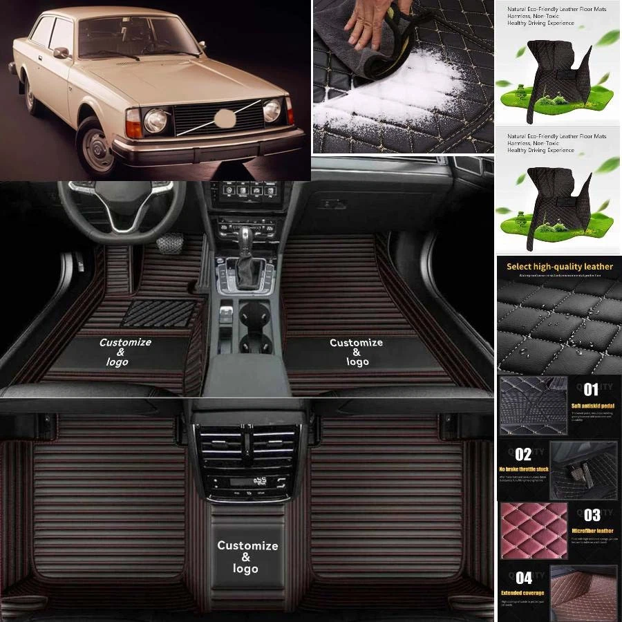 For Volvo 240 Car Floor Mats Custom Waterproof All Weather Cargo Liner Carpet - Изображение 2 из 4
