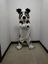 Long Fur Husky Dog Fox Mascot Costume Halloween Suit Cosplay 023