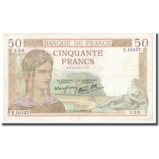 [#646208] France, 50 Francs, Cérès, 1939, 1939-04-13, AU, Fayette:18.25, KM:85, 
