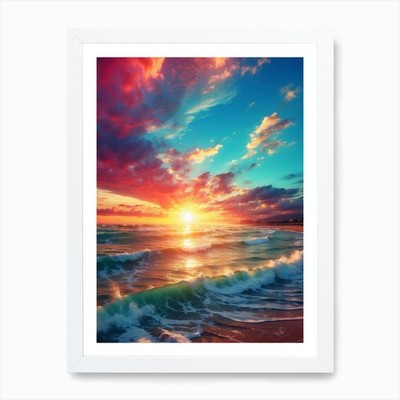 Sunset On The Beach 1 Art Print Framed Wall Art Poster Canvas Print Picture