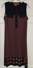 Tory Burch Silk/Wool Navy Blue/Red/White Print Sheath Dress Size XS