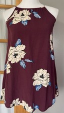 Persaya Girl Floral Tank Top Junior’s M USA Made Burgundy Cottagecore Club Boho