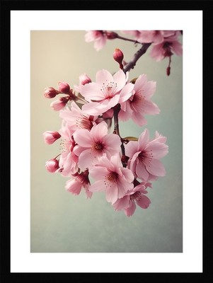 Dramatic Cherry Blossom Branch Framed Wall Art Poster Canvas Print Picture